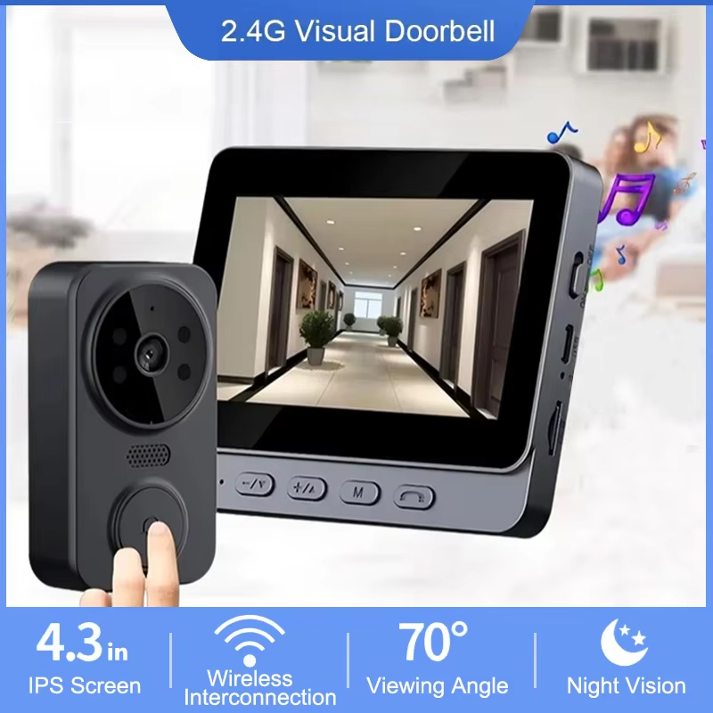 Smart Home Video Doorbell Enhanced Security With Smart Doorbell - 4.3 Inch WiFi Wireless Video Doorbell