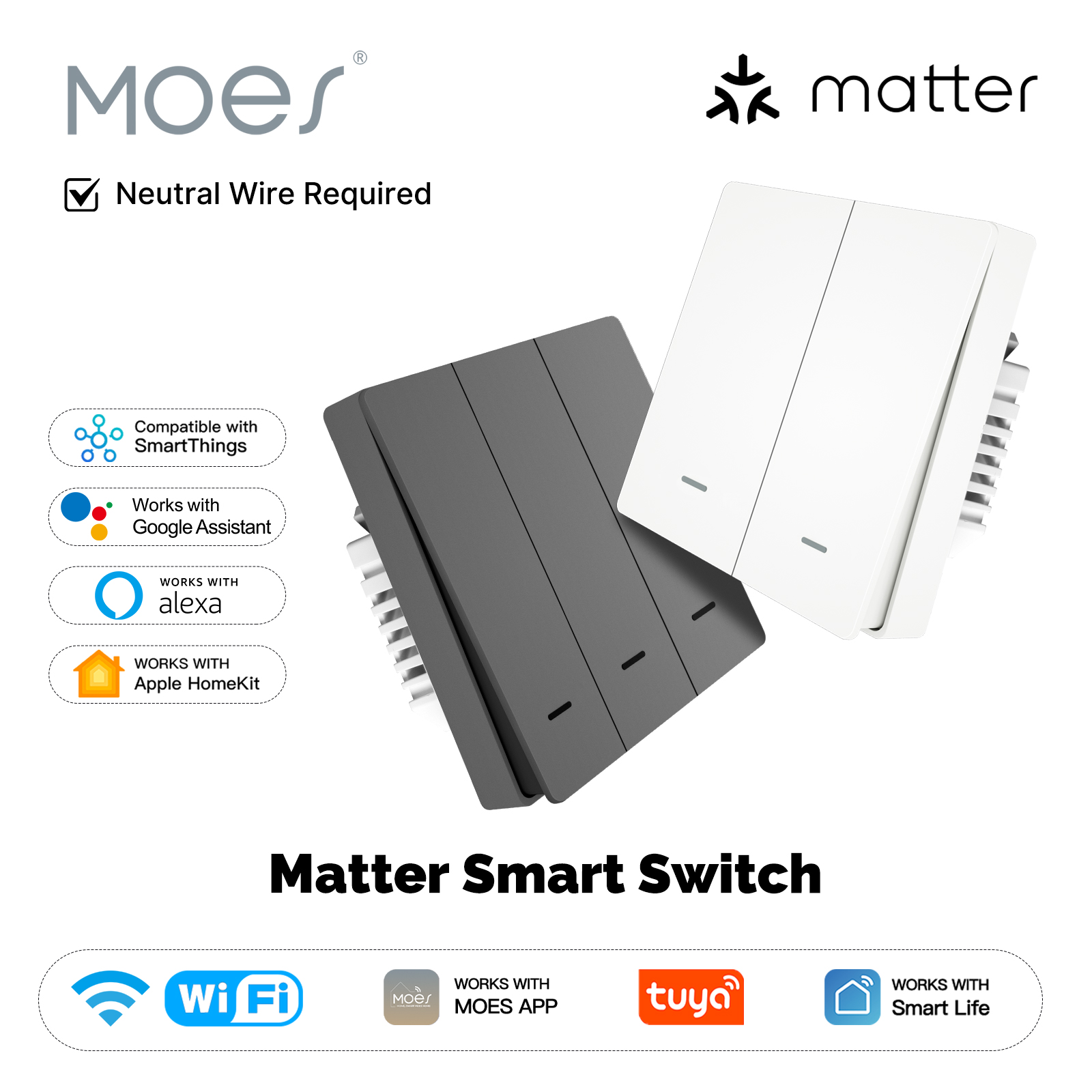 Smart Home Google Assistant - MOES Matter Tuya WiFi Smart Light