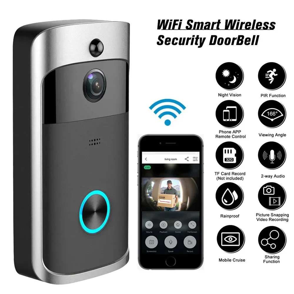 Smart Home Video Doorbell Enhanced Security With Smart Doorbell - 720P HD Smart Home Wireless WIFI