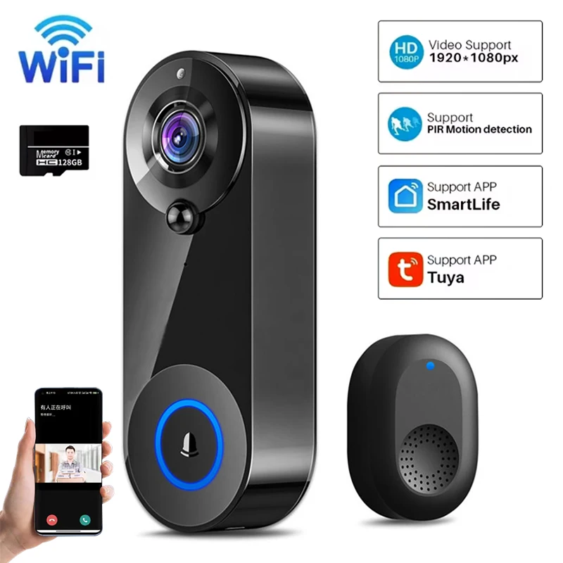 Smart Home Video Doorbell Enhanced Security With Smart Doorbell - Tuya Video Doorbell Camera 1080P WiFi