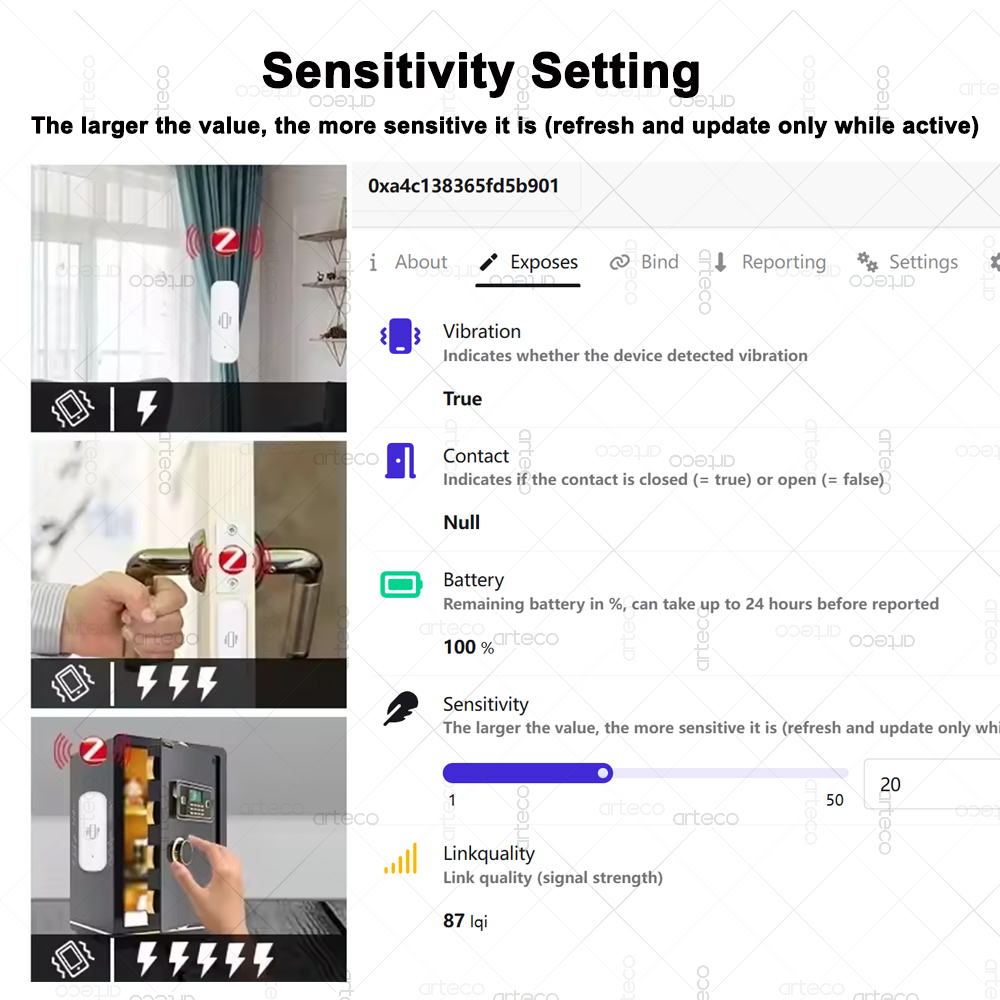 Smart ZigBee 3.0 Vibration Sen - Smart Home Features recension och pris