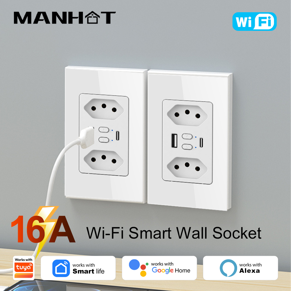 MANHOT Wifi Smart Brazil Socke - Smart Home Google Assistant recension och pris