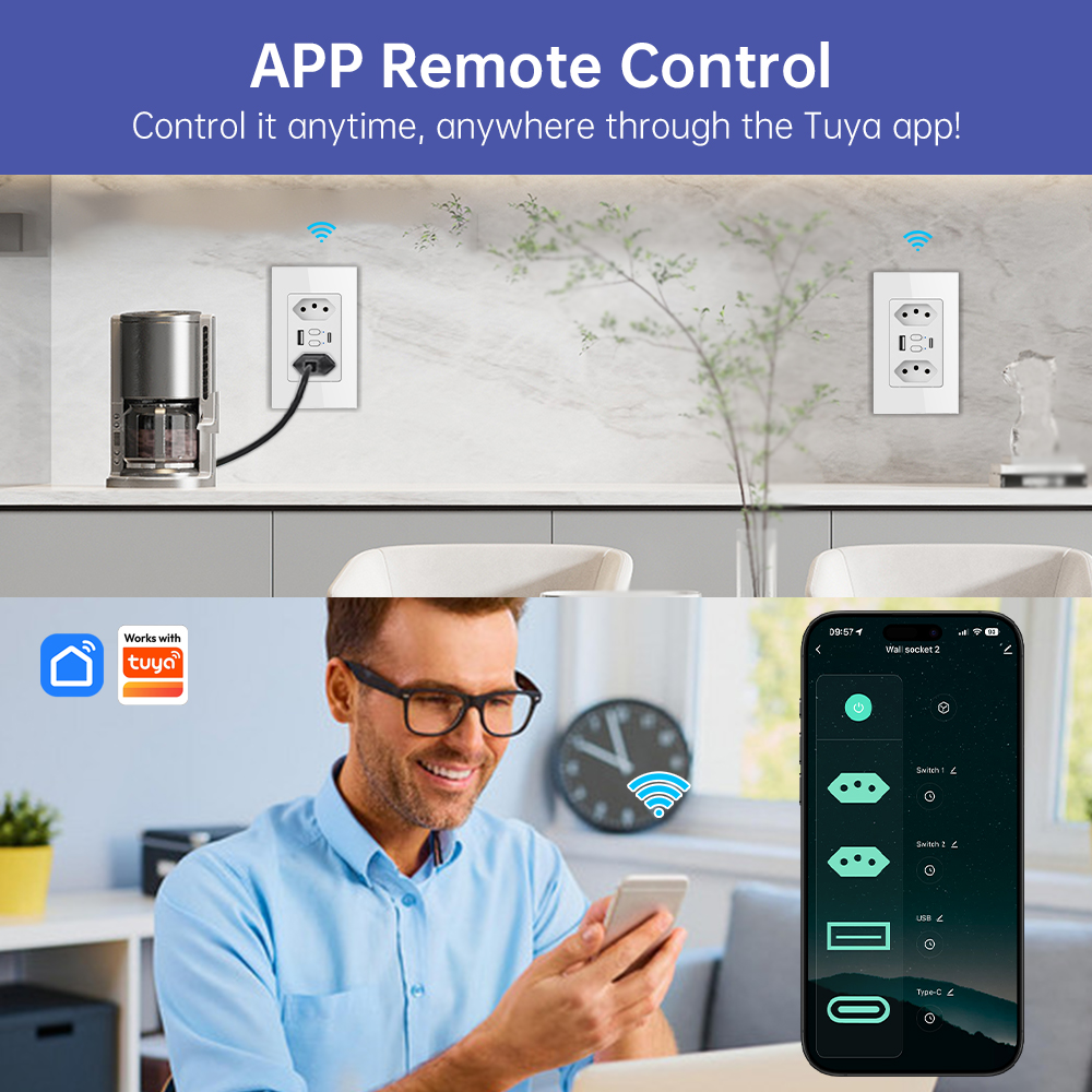 MANHOT Wifi Smart Brazil Socke - Smart Home Google Assistant recension och pris