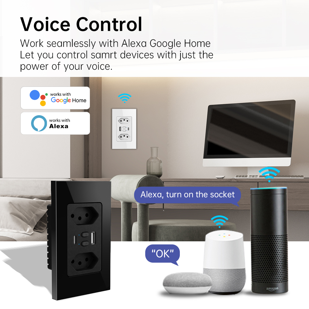 MANHOT Wifi Smart Brazil Socke - Smart Home Google Assistant recension och pris